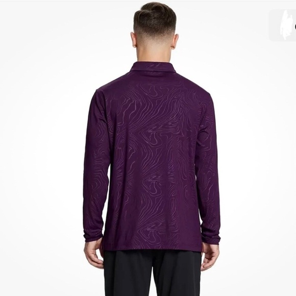 Maelreg Golf Performance Dry Fit Embossed Purple Long Sleeve Shirt Polo Size 3XL - Picture 3 of 16
